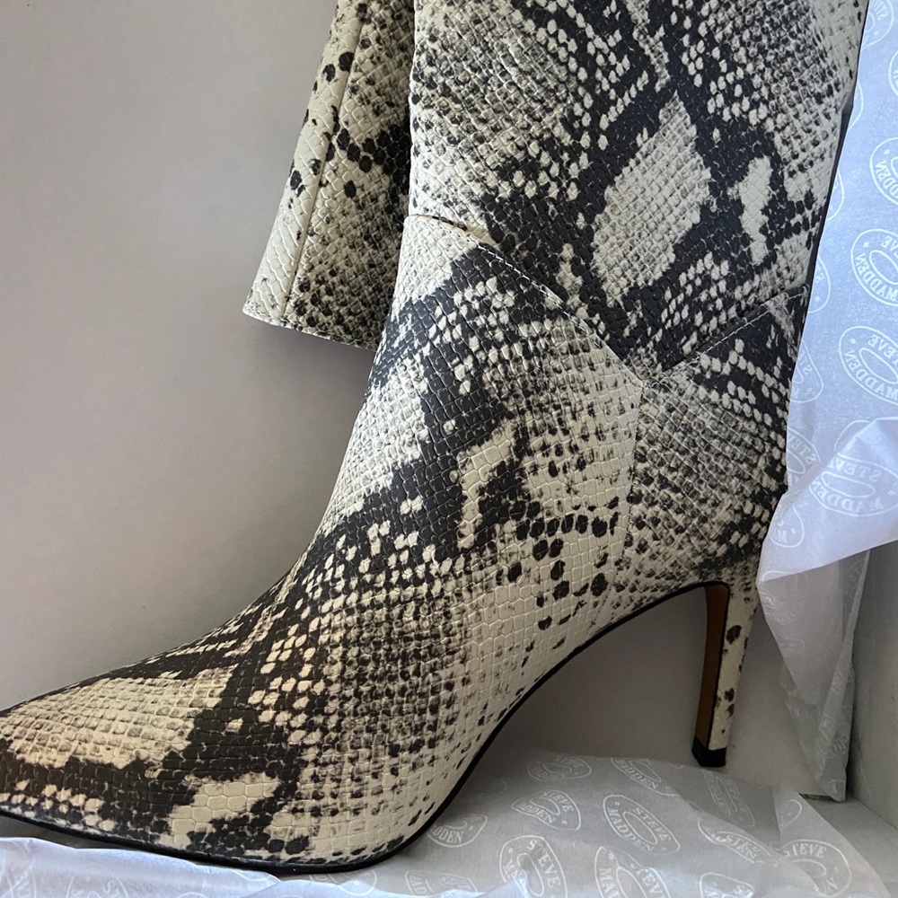 Steve Madden Kinga Natural Snake Knee High Boots - Picture 5 of 8
